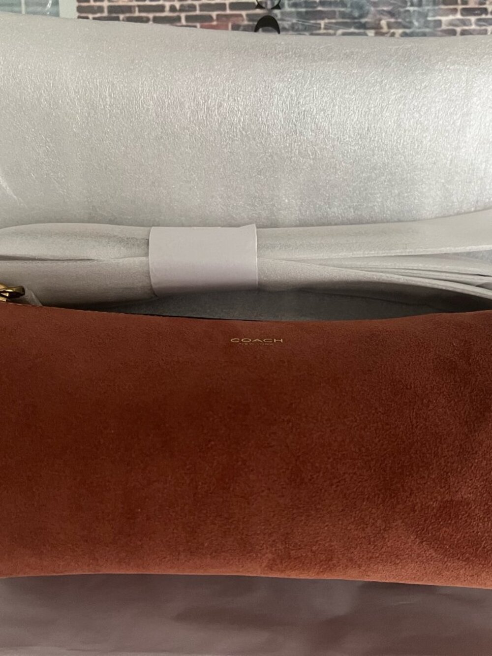 Coach Barrel Bag in Brass/Clay Suede - Picture 2 of 6